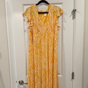 London Times Yellow and White Maxi Dress